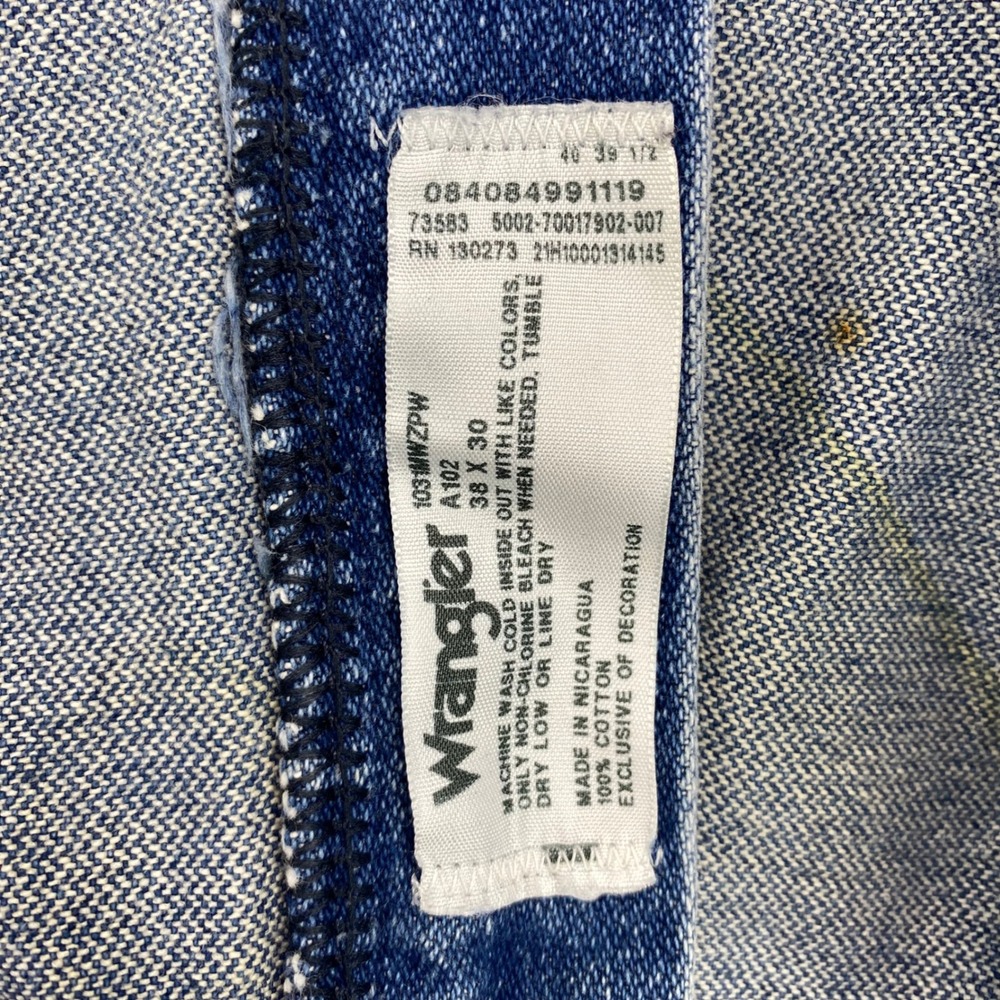 Wrangler Jeans Mens 38x30 Blue Denim Pants Regular Fit Workwear Casual - Picture 2 of 8